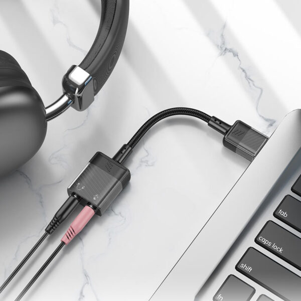 3,5mm Jack átalakító, USB-re fekete Hoco LS37 - Image 3