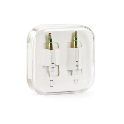 AUX kábel 3.5 mm Jack fehér 1 m dobozban
