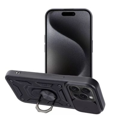 Ütésálló tok iPhone 15 Pro Max Slide Armor fekete