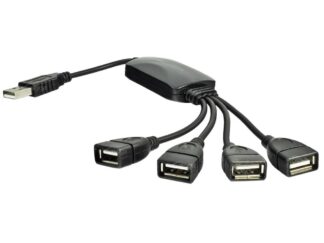 Adapter 4 USB kimenettel, Akyga USB2.0, Fekete