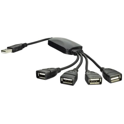 Adapter 4 USB kimenettel, Akyga USB2.0, Fekete