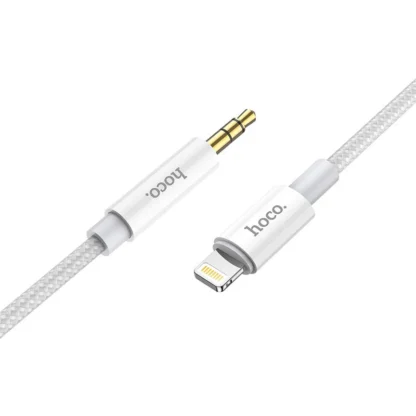 Audio kábel, AUX kábel, iPhone 8pin, lightning - jack 3,5mm, ezüst, Hoco UPA19-4