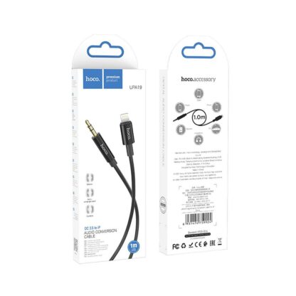 Audio kábel, AUX kábel, iPhone 8pin, lightning - jack 3,5mm, fekete, Hoco UPA19-4