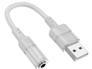 HOCO adapter AUX USB A to Jack 3,5 mm (female) LS37 0,15 m szürke