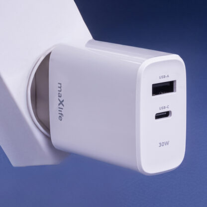 Hálózati töltőfej, adapter, gyorstöltő, USB-C + USB port