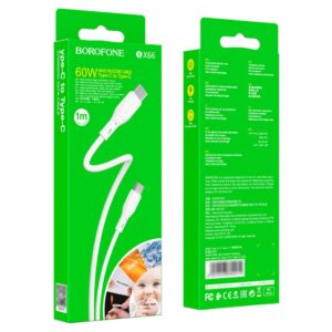 Type-C Type C 60W (20V / 3A) 1m hosszú, Nano szilikon adat és töltőkábel, Borofone BX66 fehér 5 Type-C Type C 60W (20V / 3A) 1m hosszú, Nano szilikon adat és töltőkábel