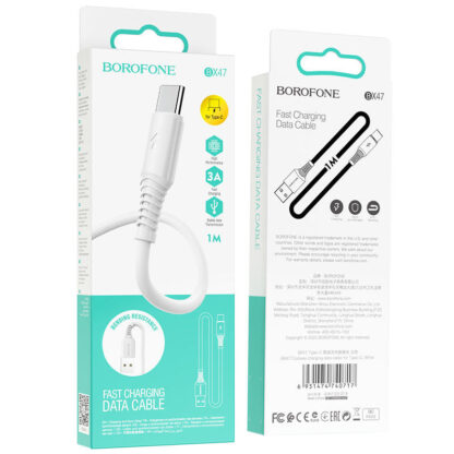 Type C adatkábel to USB 3A BOROFONE BX47 1m fehér